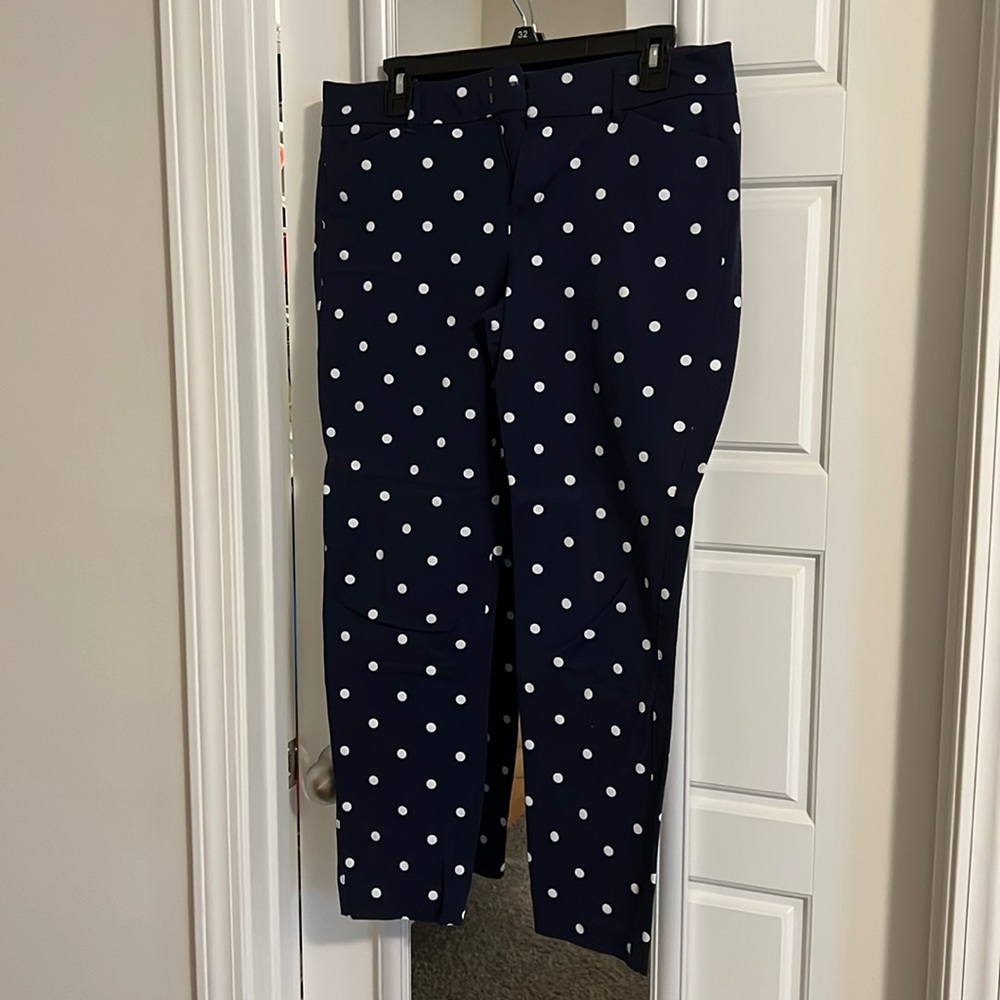 Old Navy - Pixie Pants - Size 8 - navy blue with white polka dots
